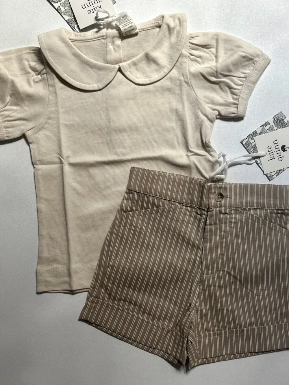 NWT Kate Quinn 2 Piece Toddler Outfit 12–18M Neutral Organic Cotton
